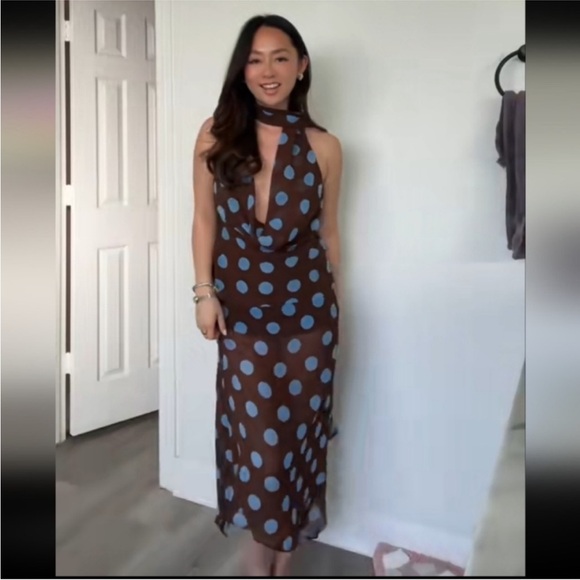 Zara 2pcs POLKA DOT ASYMMETRIC SKIRT+ Top Set